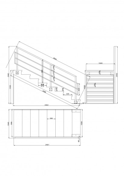 Лестница-крыльцо 8 ступеней,с ДПК,без ограждения.