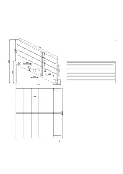 Лестница-крыльцо 6 ступеней с ДПК,без ограждения ,Ширина 2 м ,высота 90 см.