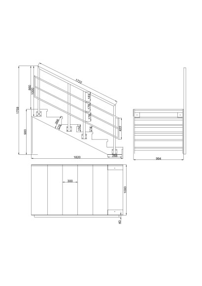 Лестница-крыльцо 6 ступеней , с ДПК , перила с одной стороны . Ширина 1 м , высота 90 см.