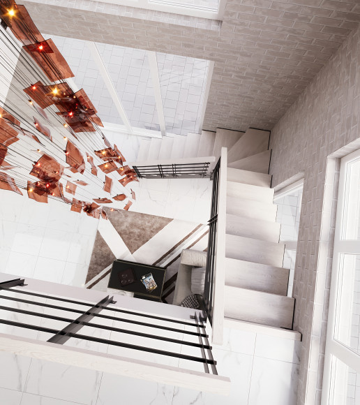 Лестница в дом 13 прямых и 3 забежные ступени ,поворот на 90 гр.Ширина 900 мм.