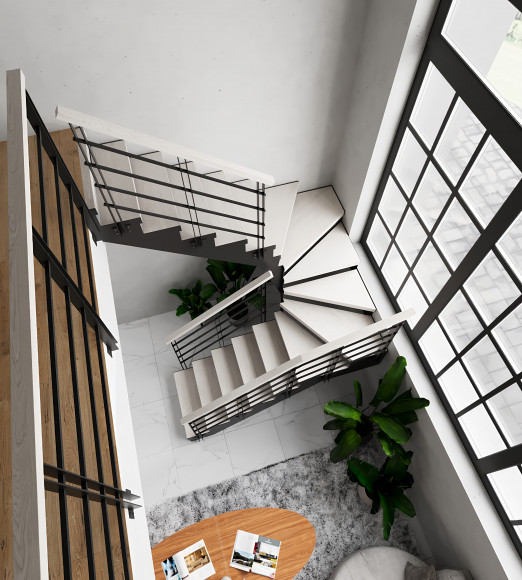 Лестница в дом 10 прямых ступеней и 6 забежных.Разворот на 180 гр.Ширина 900мм. 