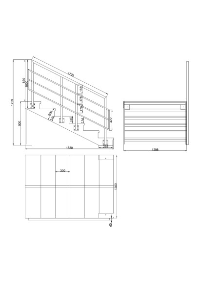 Лестница-крыльцо 6 ступеней с ДПК, ограждения с двух сторон.Ширина 1,3 метра ,высота 90 см.