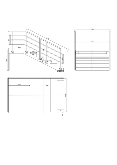 Лестница-крыльцо 6 ступеней с площадкой ,без ступеней ДПК,ограждение с двух сторон.Ширина 1,5 м высота 90 см.