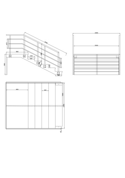 Лестница-крыльцо 6 ступеней с площадкой ,без ступеней ДПК,ограждение с двух сторон.Ширина 2 м высота 90 см. 