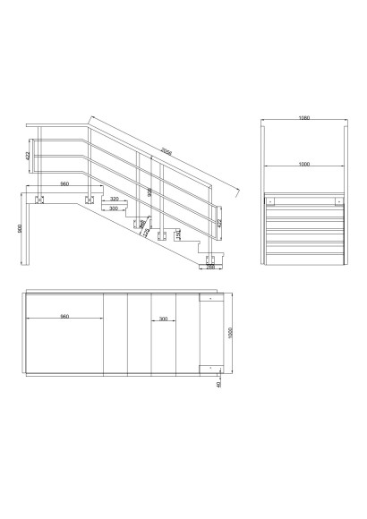 Лестница входная с ступенями ДПК ,без перил.Ширина 1 м. Высота 90 см. 6 ступеней с площадкой.