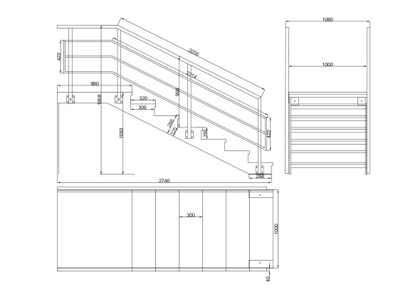 Лестница входная с ступенями ДПК , перила с одной стороны и торца .Ширина 1 м. Высота 90 см. 6 ступеней с площадкой.