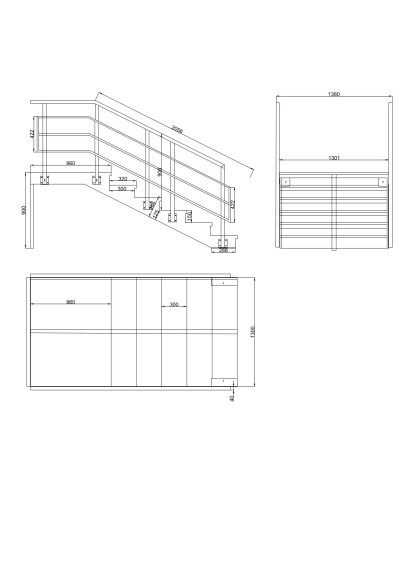 Лестница входная с ступенями ДПК , перила с двух сторон сторон.Ширина 1,3 м. Высота 90 см. 6 ступеней с площадкой.