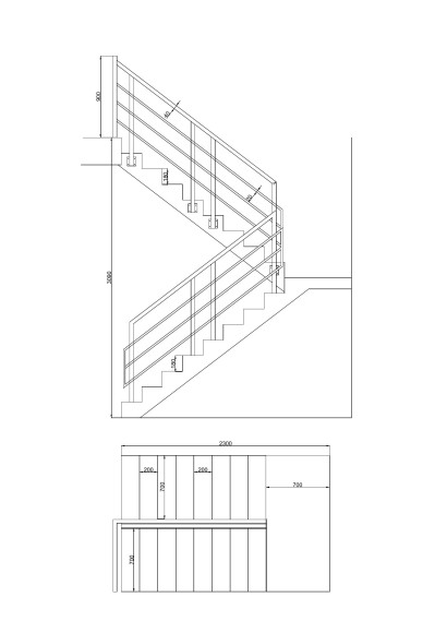 18 подъемов,16 ступеней прямых и площадка.Поворот на 180 градусов.(П- образная).Высота 2.7-3.6 м.Ширина 70 см.