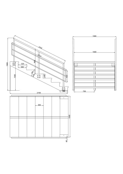 Лестница-крыльцо 7 ступеней с ДПК, ограждение с одной стороны . Ширина 1,5 метра ,высота 1,05 метра. 1
