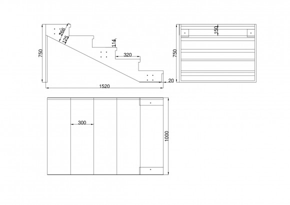Лестница-крыльцо ,5 ступеней,с ступенями ДПК,без ограждений.Ширина 1 м Высота 75 см.