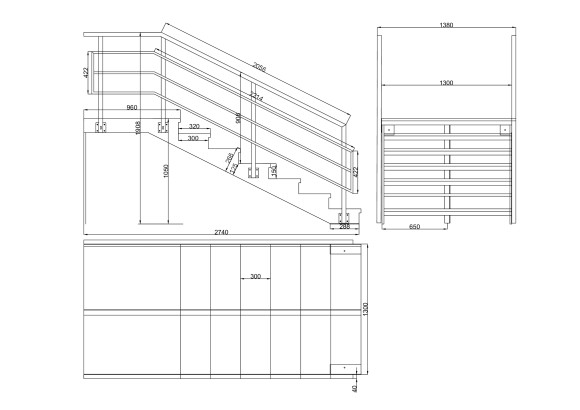 Лестница входная с ступенями ДПК ,без перил.Ширина 1,3 м. Высота 1,05 м. 7 ступеней с площадкой.