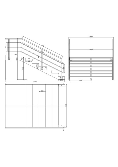 Лестница входная с ступенями ДПК ,без перил.Ширина 2 м. Высота 1,05 м. 7 ступеней с площадкой.
